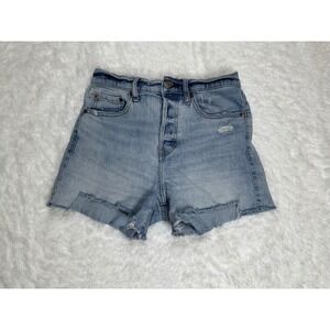 DAZE Tough Love Denim Shorts Size‎ 26 Button Fly Distressed High Waist